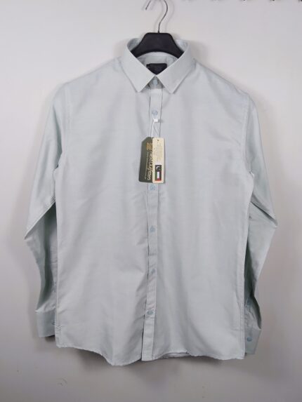 Men's Plain Sea Green Dotted Chambray Shirt - Casual & Formal Wear
