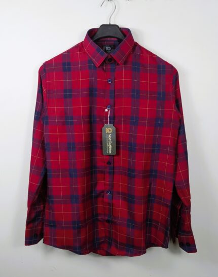 Men's Red & Blue Checkered Cotton Shirt - Casual & Formal Wear